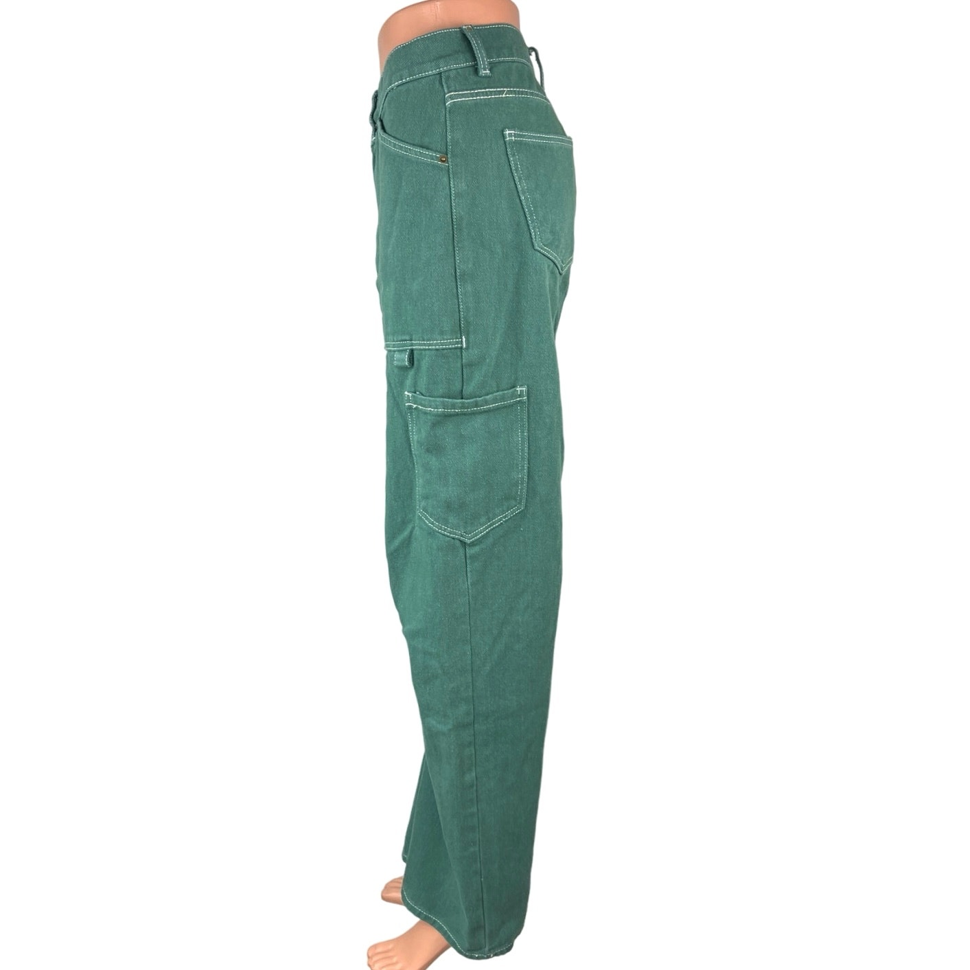 Lioness Miami Vice Green Wide Leg High Rise Baggy Oversized Cargo Denim Jeans Xs — image 2 of 6